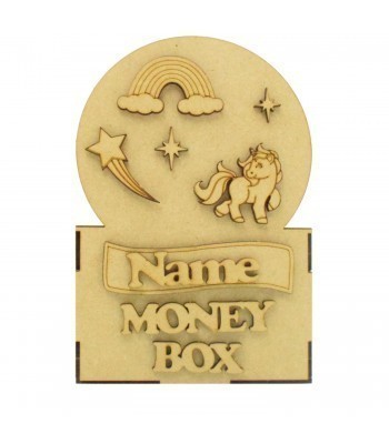 Laser Cut Unicorn Themed Money Box - 3d Design
